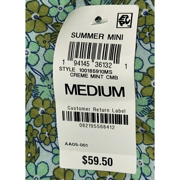 NWT On 34th Printed Cotton Summer Mint Green Mini Dress Medium - Picture 6 of 8